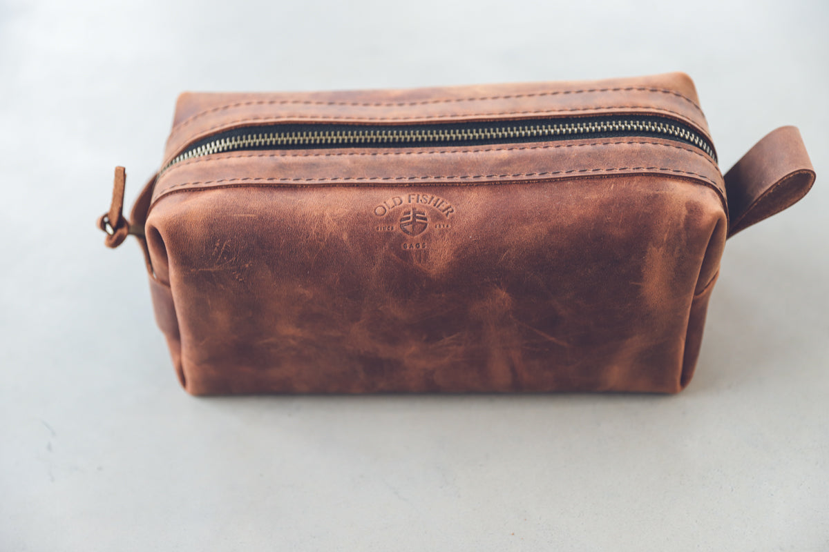 Unisex Leather Cosmetic Bag / Leather Toiletry Bag