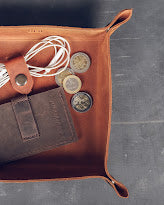 Rustic Style Storage Dark Brown Leather Tray