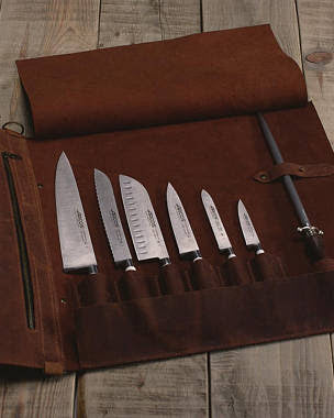 Chefs Leather Knife Roll Case