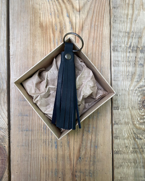 Leather Tassel Keyring in a Kraft Box