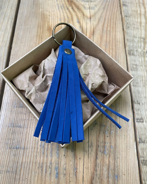 Leather Tassel Keyring in a Kraft Box