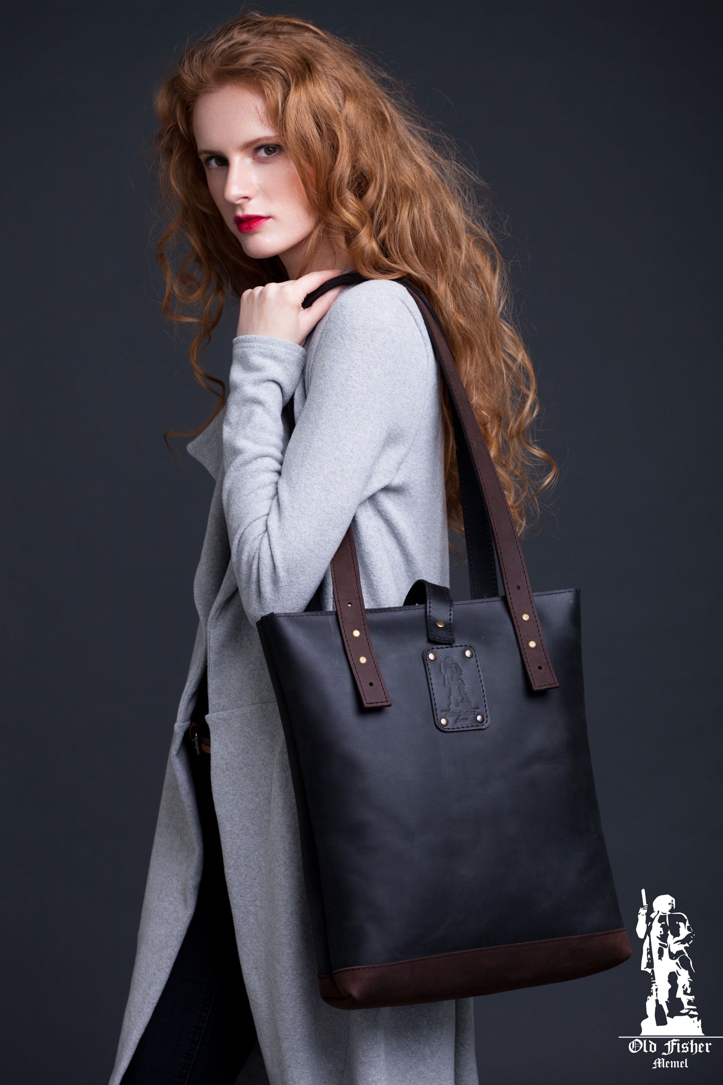 Black Leather Tote Bag / Women Handbag