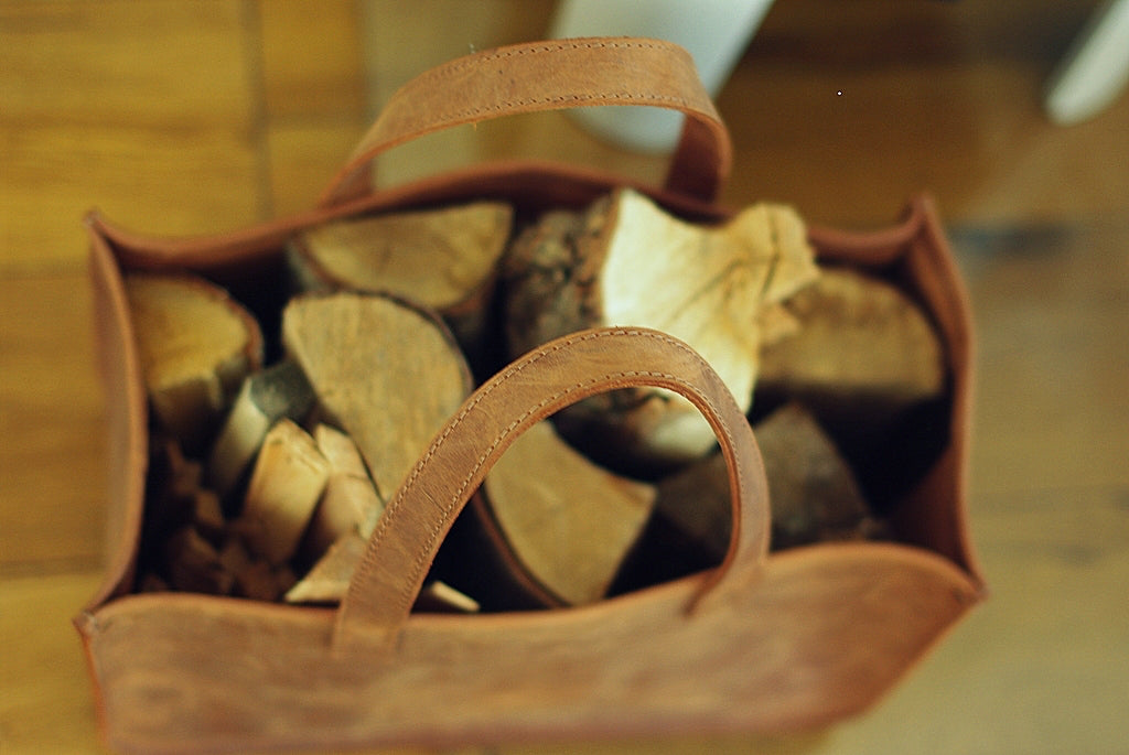 Handmade Leather Firewood Basket