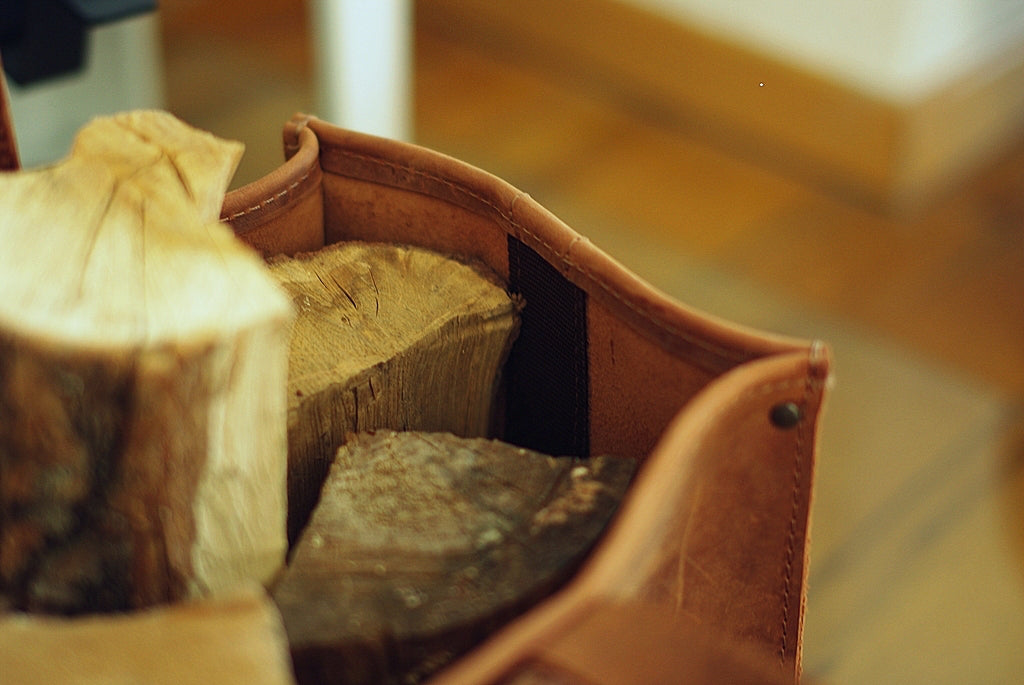 Handmade Leather Firewood Basket