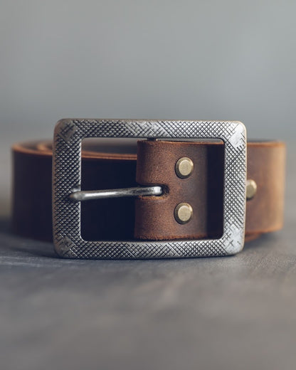 Handmade Brown Leather Belt in a Kraft Box