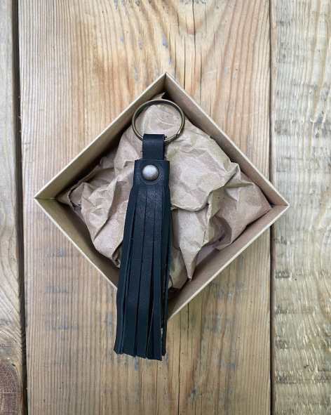 Leather Tassel Keyring in a Kraft Box