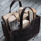 Handmade Leather Firewood Basket