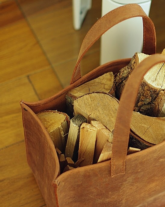 Handmade Leather Fire Log Basket