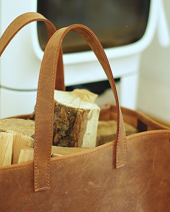 Handmade Leather Fire Log Basket