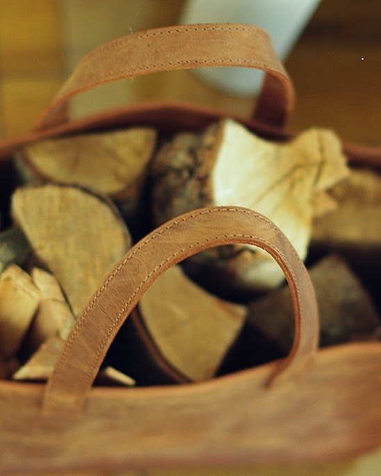 Handmade Leather Fire Log Basket